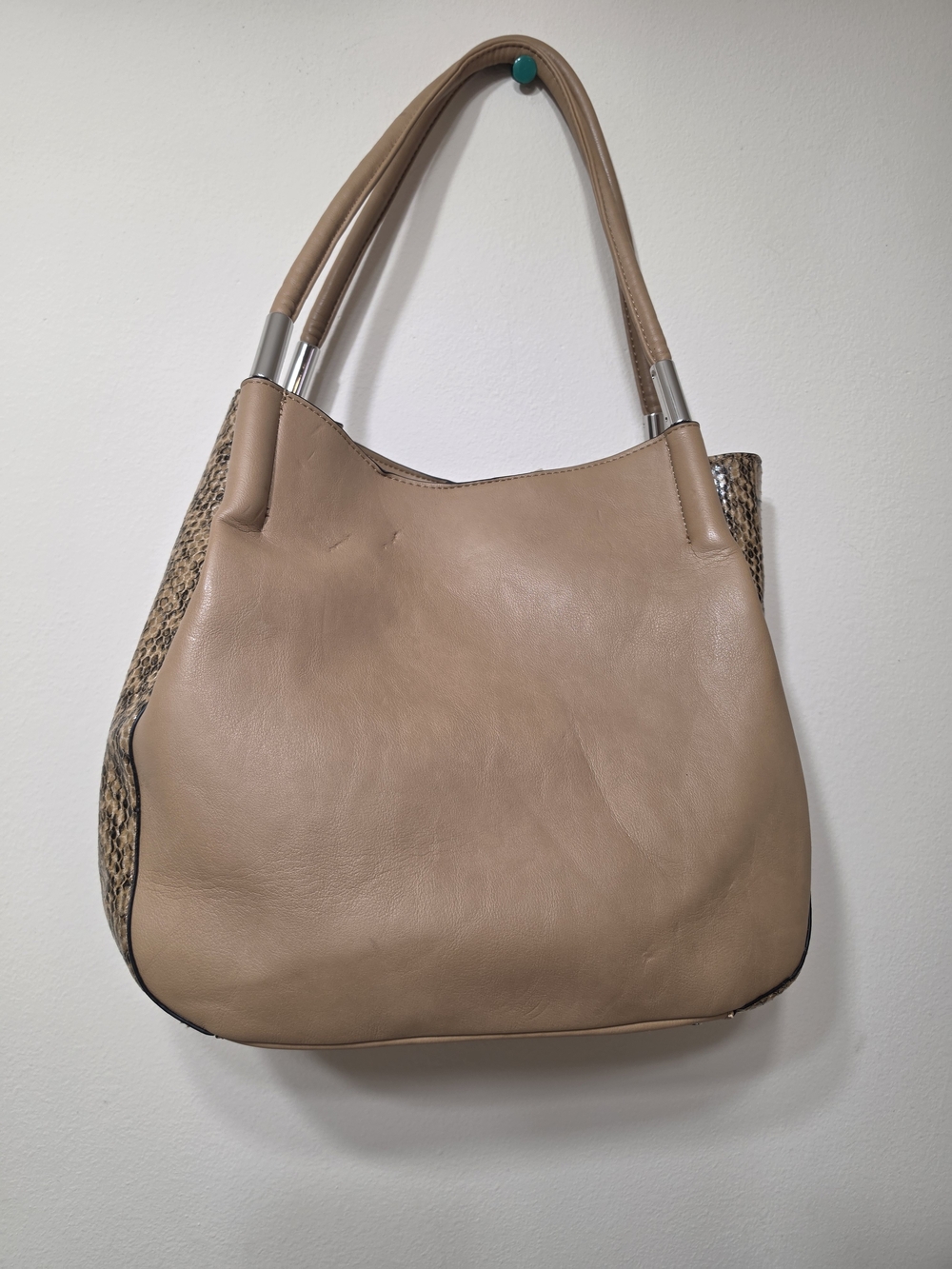 ALFANI - Women’s Taupe Leather Shoulder Bag